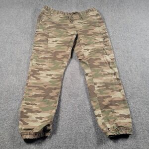 Roebuck & Co Jogger Pants Mens XL Green Camo Cargo Hunting Outdoors Drawstring